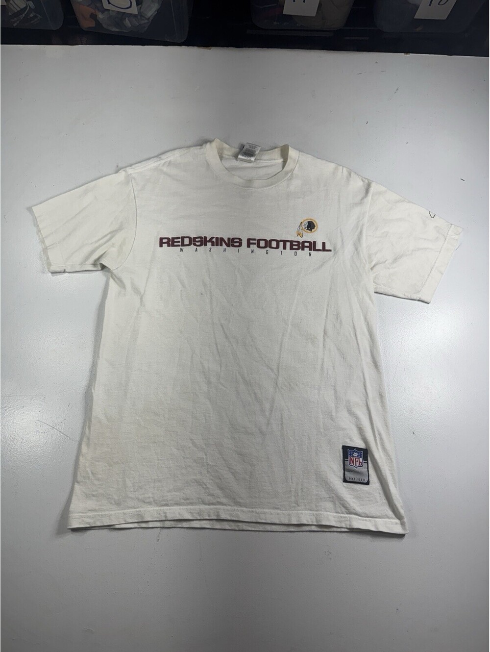 Vintage Washington Redskins T Shirt Reebok White Red Size Medium